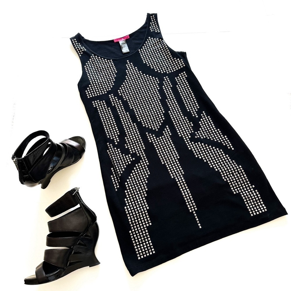 Custo Barcelona Lined Black Dress/Tunic with Silver Square Studs CB 1 (XS-S)